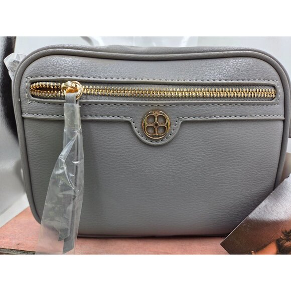 Iman Clutch Crossbody Frost Grey Bag With Tassel & Gold Accents With Tags - Picture 2 of 11